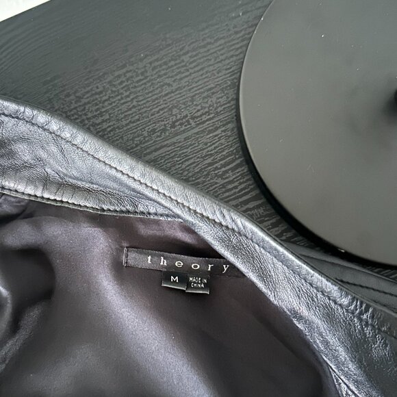 Theory Black Leather Moto Jacket – Size M - Picture 5 of 5